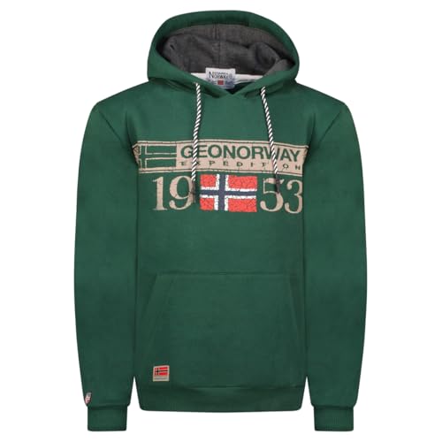 Geographical Norway - Hoodie Herren, Herren-Kapuzenpullover mit langen Ärmeln, Modell FASTLIFE - Dunkelgrün, Größe M von Geographical Norway