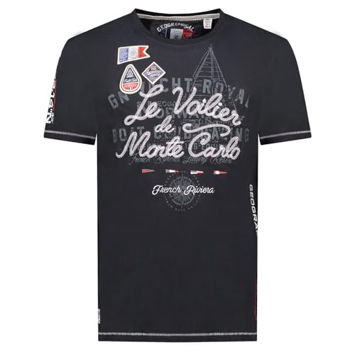 Geographical Norway Jalvinio Men - T-Shirt Baumwolle Mann - T Shirts Klassischer Sommer - Körperbekleidung Kurzarm Rundhalsausschnitt - Regulärer Schnitt (SCHWARZ 3XL) von Geographical Norway