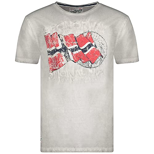 Geographical Norway Japoral Men T-Shirt aus Baumwolle – T-Shirt mit klassischem Logo – Kurzarm – Rundhalsausschnitt – Lässige Passform (Grau, M) von Geographical Norway