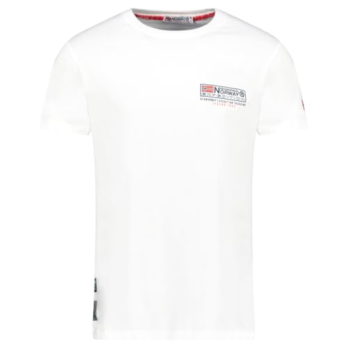 Geographical Norway Joffroy Men Blanc XXL - T-Shirt Baumwolle Mann - T Shirts Klassischer Sommer - Körperbekleidung Kurzarm Rundhalsausschnitt - Regulärer Schnitt (Weiss 3XL) von Geographical Norway