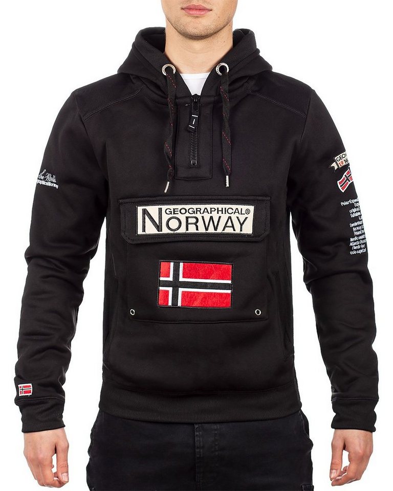 Geographical Norway Kapuzenpullover Herren Hoodie bagymclass Black M mit Norwegen Fahne als Emblem von Geographical Norway