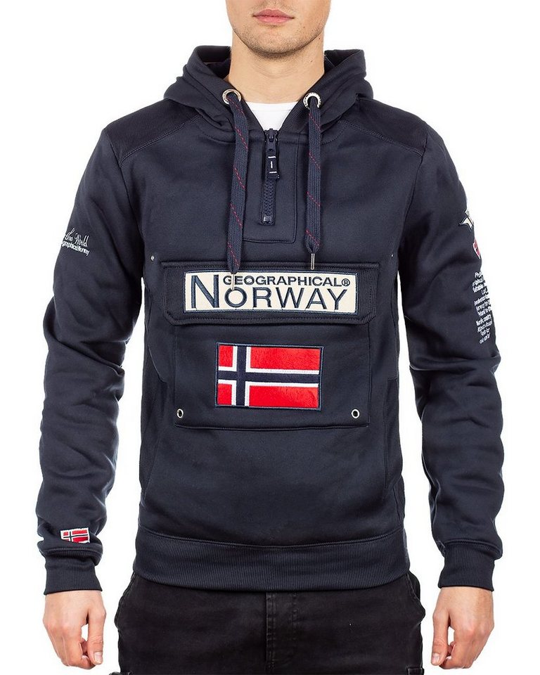 Geographical Norway Kapuzenpullover Herren Hoodie bagymclass Navy M mit Norwegen Fahne als Emblem von Geographical Norway