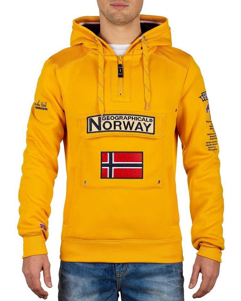 Geographical Norway Kapuzenpullover Herren Regular Fit Hoodie bagymclass men Yellow M mit Norwegen Fahne als Emblem von Geographical Norway