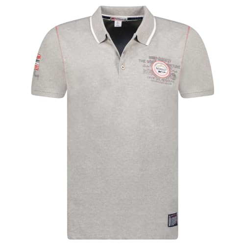 Geographical Norway Kilsvik Men - Polo-Shirt Herren Klassisch -Shirts Baumwolle Kurzarm Lässig Knopfkragen - Shirt Tops Regular Classic - Frühling Sommer (HELLGRAU XXL) von Geographical Norway