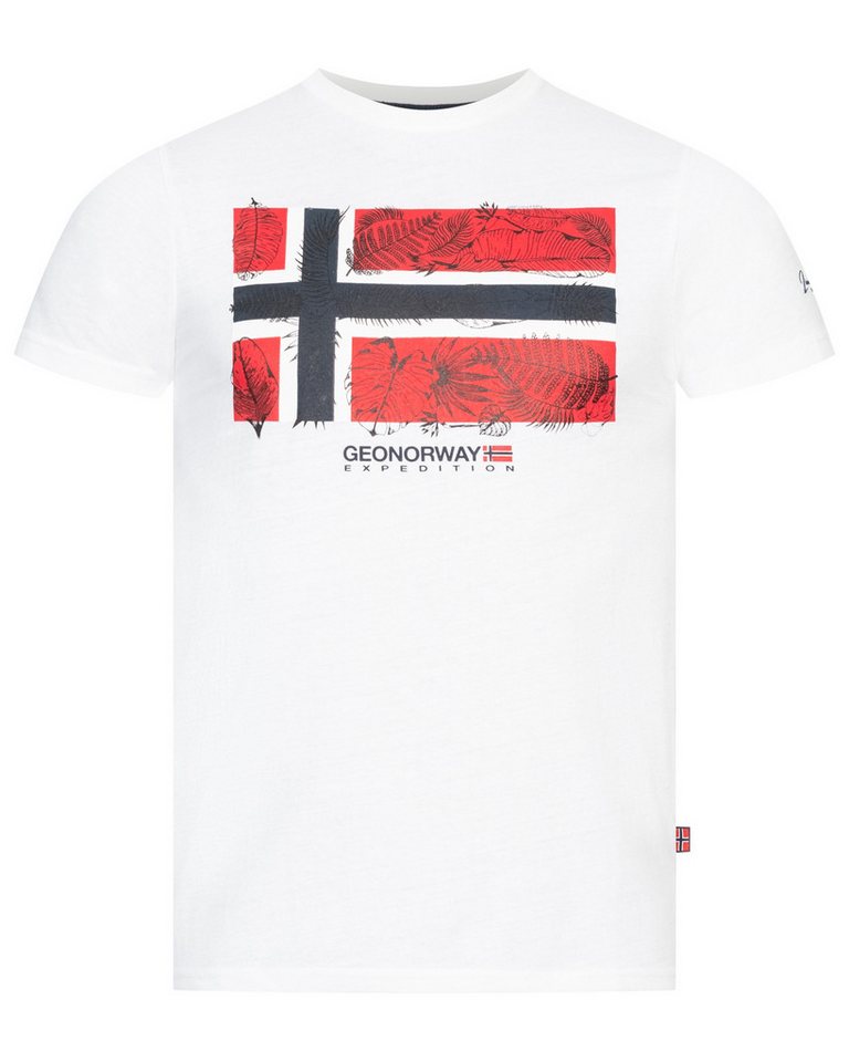 Geographical Norway Kurzarmshirt Geographical Norway T-Shirt Herren Shirt Hemd Sommer Baumwolle Print von Geographical Norway