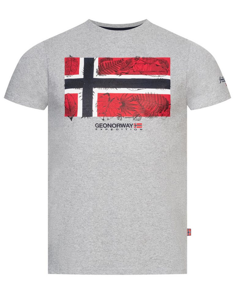 Geographical Norway Kurzarmshirt Geographical Norway T-Shirt Herren Shirt Hemd Sommer Baumwolle Print von Geographical Norway