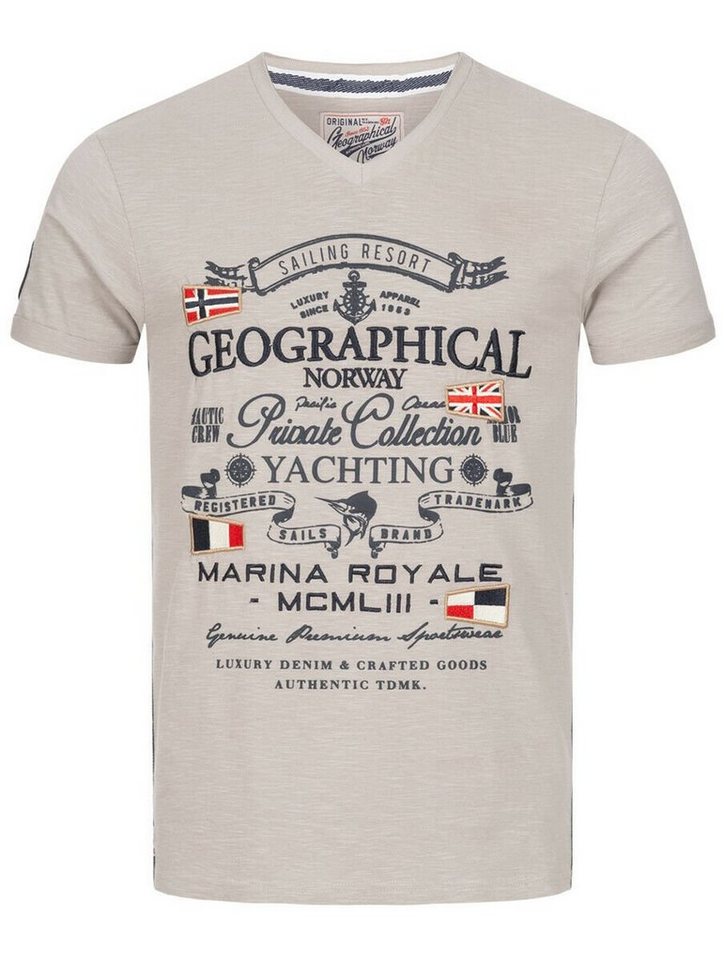 Geographical Norway Kurzarmshirt Geographical Norway T-Shirt Herren Shirt Hemd Sommer Baumwolle Print von Geographical Norway