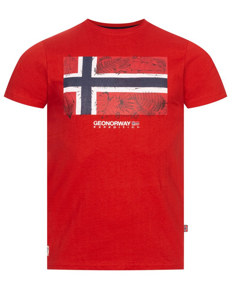 Geographical Norway Kurzarmshirt Geographical Norway T-Shirt Herren Shirt Hemd Sommer Baumwolle Print von Geographical Norway