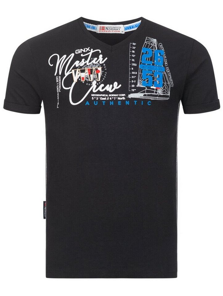 Geographical Norway Kurzarmshirt Geographical Norway T-Shirt Herren Shirt Hemd Sommer Baumwolle Print von Geographical Norway