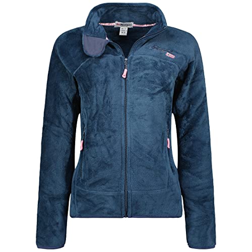 Geographical Norway Upaline Lady - Fleece Fine Frauen Warm Fermetur Zip - Jacke Herbst Winter Frühling Warm Frauen - Long Sleeve Pullover Pelz Weich Komfort Outdoor, Blau - navy/pink, XL von Geographical Norway