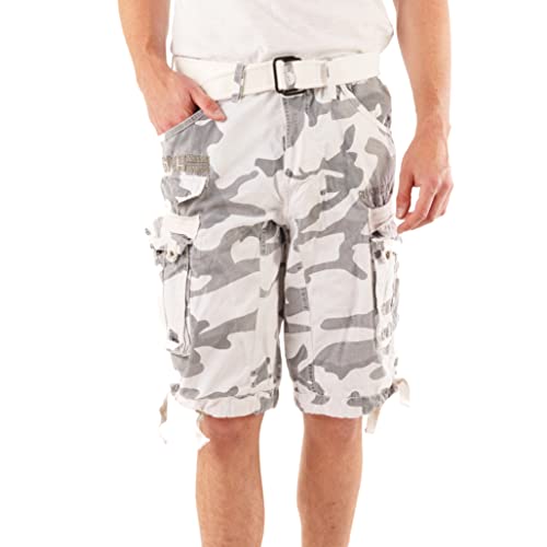 Geographical Norway Panoramique Men - Herren Bermuda Shorts Kurze Manner - Herren Sport Cargo Short Sommer - Regular Herrenshorts Chino Bermuda Shorts Fit (CAMO Weiß XXL) von Geographical Norway