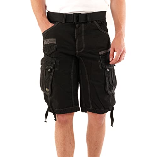 Geographical Norway Panoramique Men - Herren Bermuda Shorts Kurze Manner - Herren Sport Cargo Short Sommer - Regular Herrenshorts Chino Bermuda Shorts Fit (Schwarz M) von Geographical Norway