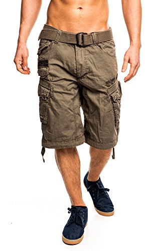 Geographical Norway People Bermuda Cargo Shorts Short kurze Sommer Hose Gürtel (S, Strom) von Geographical Norway