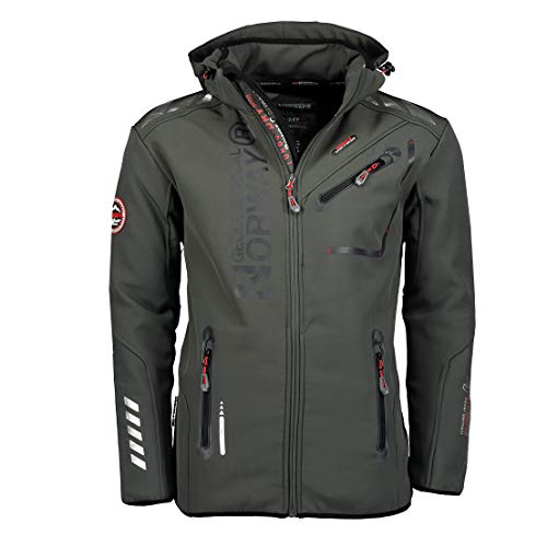 Geographical Norway ROYAUTE Herren Softshelljacke [Grau/Schwarz] – Wasserdicht, Winddicht & Atmungsaktiv – Outdoor Regenjacke mit Kapuze – Perfekt für Wandern, Radfahren & Freizeit - Größe wählen von Geographical Norway