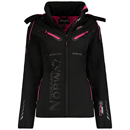 Geographical Norway Damen Softshell Funktions Outdoor Regen Jacke Sport (L, Black-Flashy Pink) von Geographical Norway