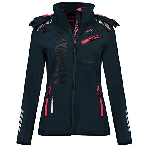 Geographical Norway Reveuse Damen Softshelljacke mit abnehmbarer Kapuze (3, Marineblau), marineblau von Geographical Norway