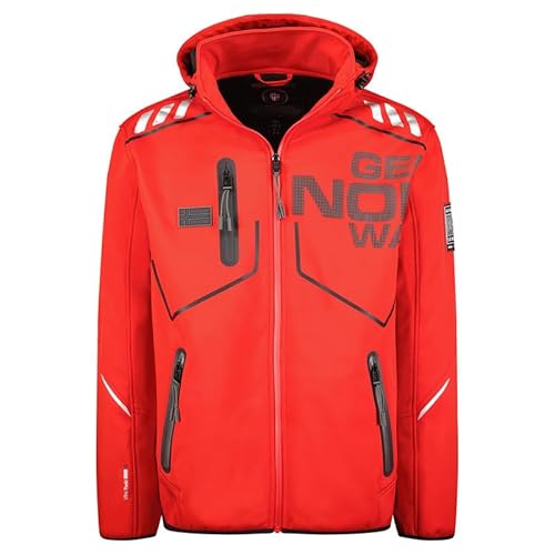 Geographical Norway Robin Men - Softshelljacke Herren Wasserdicht atmungsaktiv Kapuze - Outdoor Mantel Tactical Widerstandsfähig Windbreaker Jacke - Wandern Ski Herbst Winter Frühling (Rot XL) von Geographical Norway