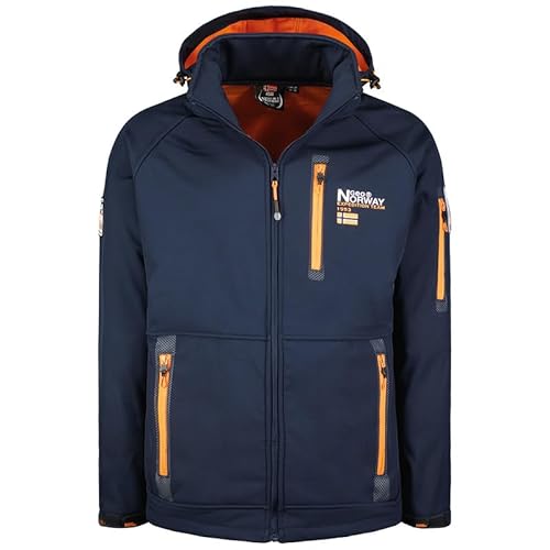 Geographical Norway Roddy Men - Softshelljacke Herren Wasserdicht atmungsaktiv Kapuze - Outdoor Mantel Tactical Widerstandsfähig Windbreaker Jacke - Wandern Ski Herbst Winter Frühling (Marineblau M) von Geographical Norway