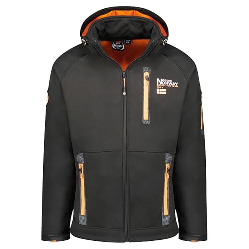 Geographical Norway Roddy Men - Softshelljacke Herren Wasserdicht atmungsaktiv Kapuze - Outdoor Mantel Tactical Widerstandsfähig Windbreaker Jacke - Wandern Ski Herbst Winter Frühling (Schwarz 3XL) von Geographical Norway