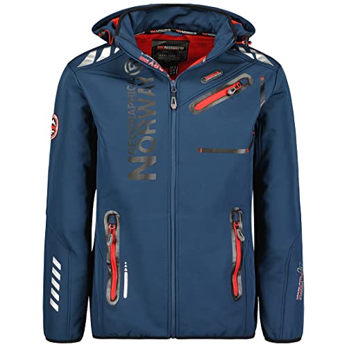 Geographical Norway Royaute Men - Kapuzen-Softshelljacke Mann Wasserdicht - Outdoor Mantel Tactical Windbreaker Widerstandsfähig - Wandern Ski Herbst Winter Frühling (Pinke Marina XL) von Geographical Norway