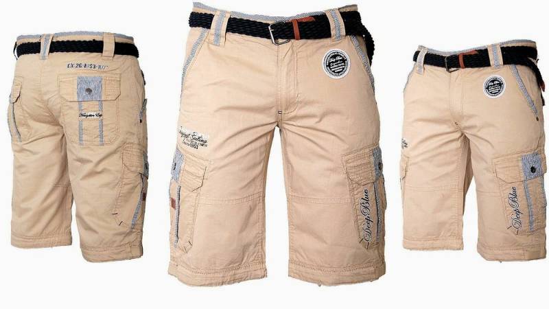 Geographical Norway Shorts Herren Cargo Shorts Kurze Hose Short Bermuda Knielang Sommer + Gürtel von Geographical Norway