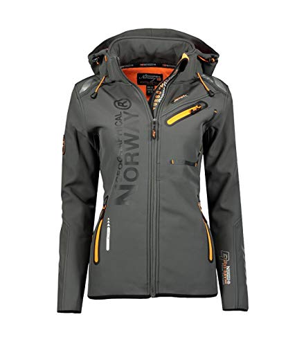 Geographical Norway Damen Softshell Funktions Outdoor Regen Jacke Sport (L, Grau/Orange) von Geographical Norway