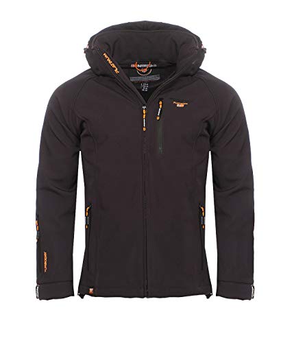 Geographical Norway Taboo Men - Kapuzen-Softshelljacke Mann Wasserdicht - Outdoor Mantel Windjacke Tactical Widerstandsfähig - Wandern Ski Herbst Winter Frühling (Dunkelgrau M) von Geographical Norway