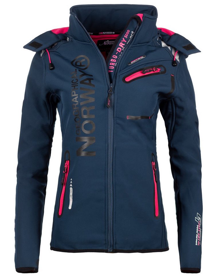 Geographical Norway Softshelljacke Damen Regular Fit Jacke bareine lady Navy M mit Kapuze von Geographical Norway