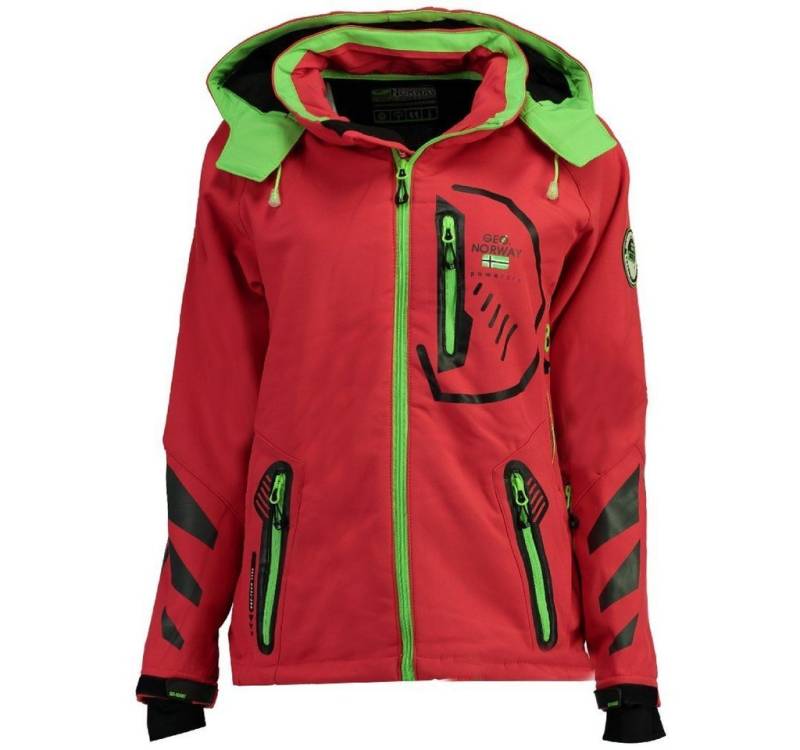 Geographical Norway Softshelljacke Damen Softshell Outdoor Wander Sport Jacke in Unifarbe, mit abnehmbarer Kapuze, mit Stehkragen von Geographical Norway