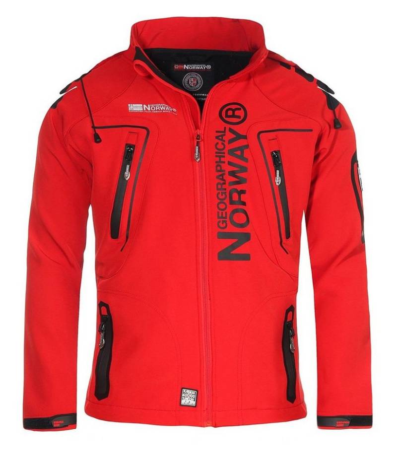 Geographical Norway Softshelljacke Herren Softshell Wander Sport Übergangsjacke Trekking Jacke in Unifarbe, mit abnehmbarer Kapuze, mit Stehkragen von Geographical Norway