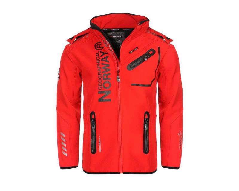 Geographical Norway Softshelljacke Herren Softshell Sport Outdoor Wander Trekking Jacke in Unifarbe, mit abnehmbarer Kapuze, mit Stehkragen von Geographical Norway