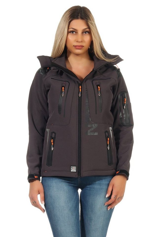 Geographical Norway Softshelljacke Geographical Norway Damen Softshelljacke G-Tansy by leyoley mit abnehmbarer Kapuze, hochschließender Kragen von Geographical Norway