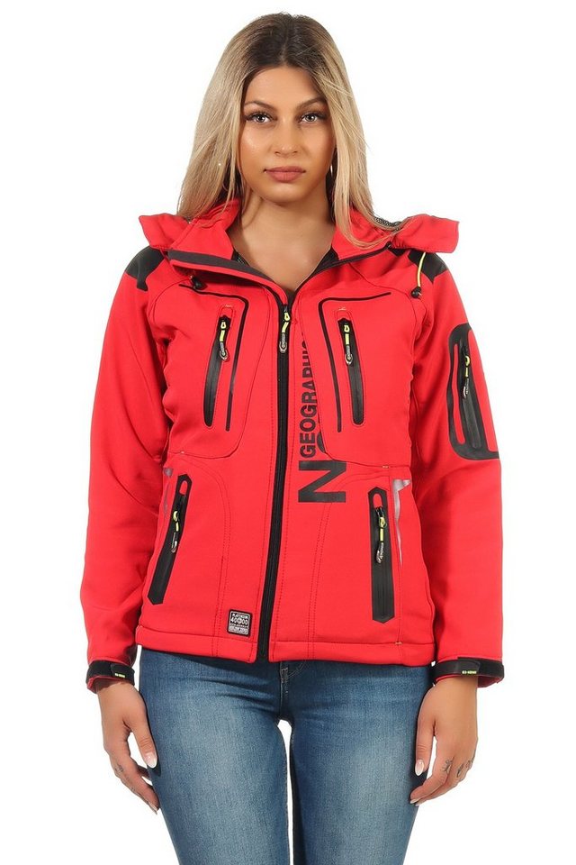 Geographical Norway Softshelljacke Geographical Norway Damen Softshelljacke G-Tansy by leyoley mit abnehmbarer Kapuze, hochschließender Kragen von Geographical Norway