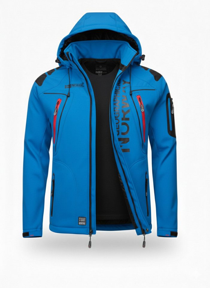 Geographical Norway Softshelljacke Herren – leichte wasserabweisende Übergangsjacke für Frühling (Sommer atmungsaktiv winddicht Größen S–7XL, 1-St) Mit Kapuze von Geographical Norway