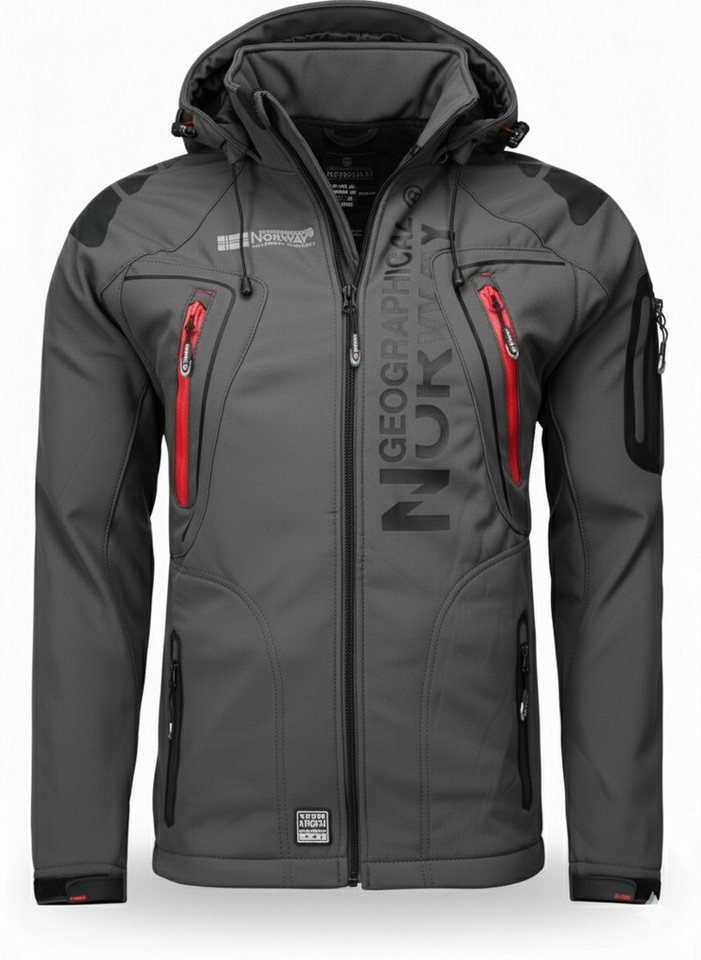 Geographical Norway Softshelljacke Herren – leichte wasserabweisende Übergangsjacke für Frühling (Sommer atmungsaktiv winddicht Größen S–7XL, 1-St) Mit Kaupuze von Geographical Norway