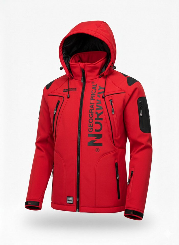 Geographical Norway Softshelljacke Herren – leichte wasserabweisende Übergangsjacke für Frühling (Sommer atmungsaktiv winddicht Größen S–7XL, 1-St) Mit Kapuze von Geographical Norway