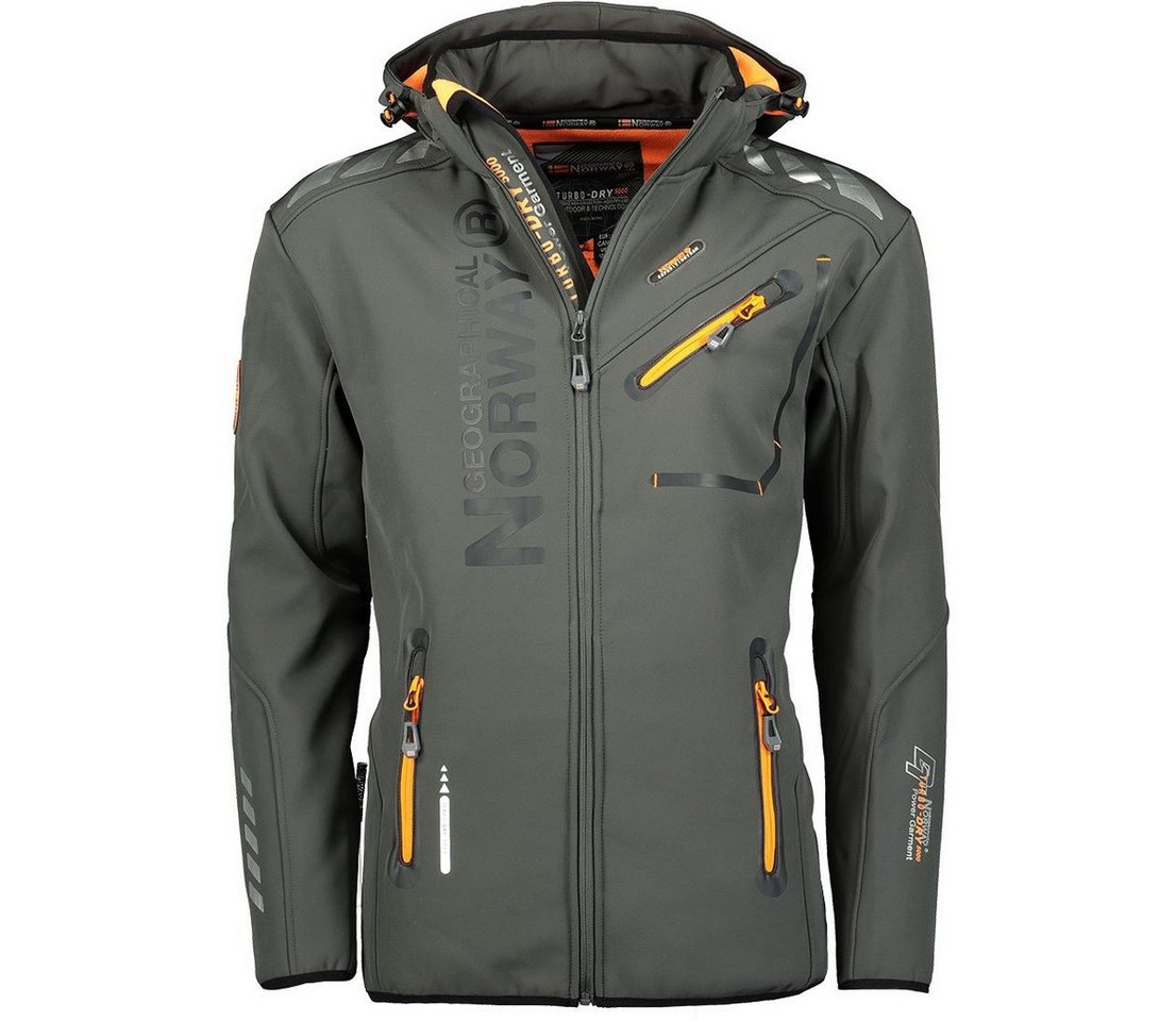 Geographical Norway Softshelljacke Herren Outdoor Jacke brroyaute Grau -Orange (Herbst Winter Jacke Softshell Jacke, 1-St., Übergangs Regen Jacke) Mit Kaputze, S Bis 7XL von Geographical Norway