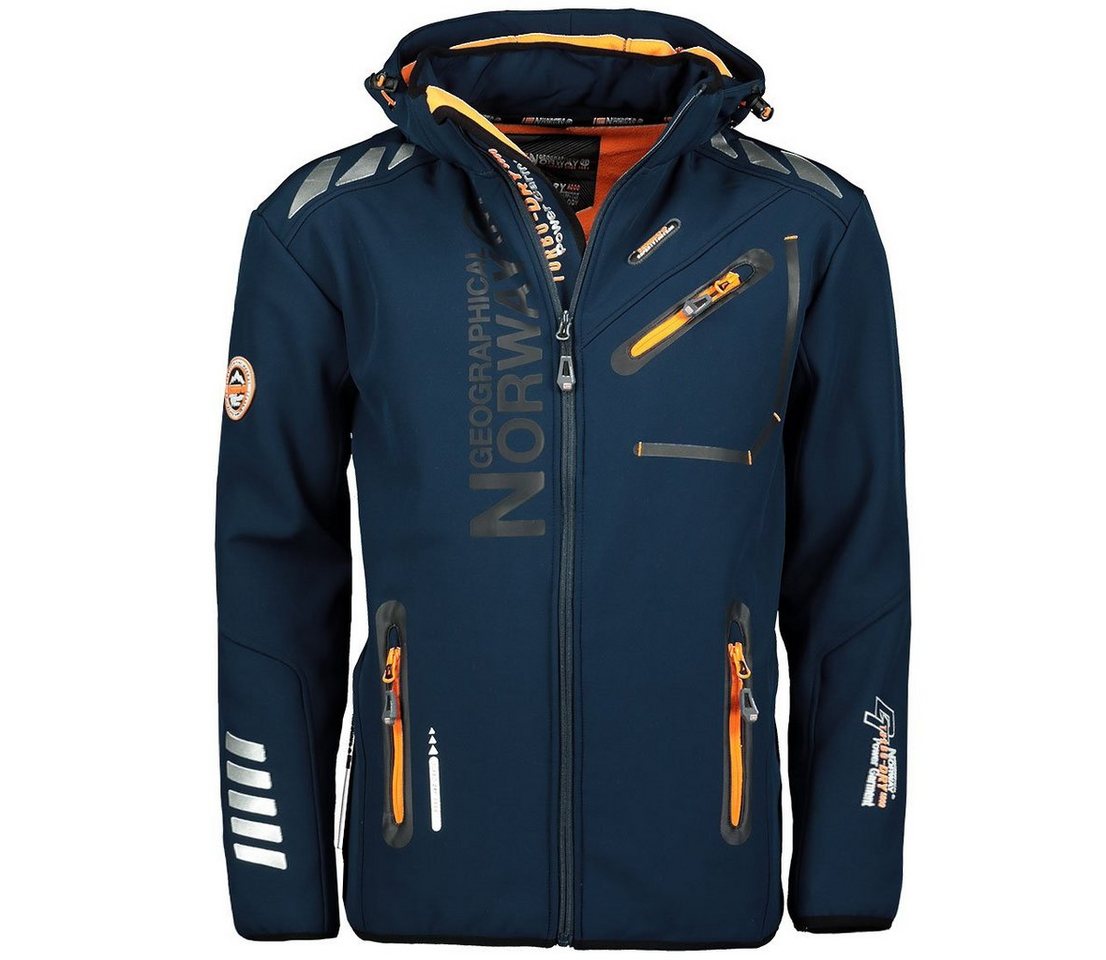 Geographical Norway Softshelljacke Herren Outdoor Jacke brroyaute Navy-Orange (Herbst Winter Jacke Softshell Jacke, 1-St., Übergangs Regen jacke) Mit Kaputze, S Bis 7XL von Geographical Norway