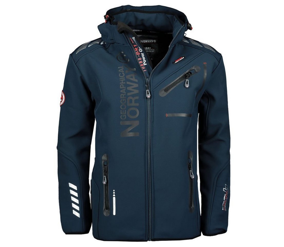 Geographical Norway Softshelljacke Herren Outdoor Jacke brroyaute Navy-Schwarz (Herbst Winter Jacke Softshell Jacke, 1-St., Übergangs Regen Jacke) Mit kaputze, S Bis 7XL von Geographical Norway