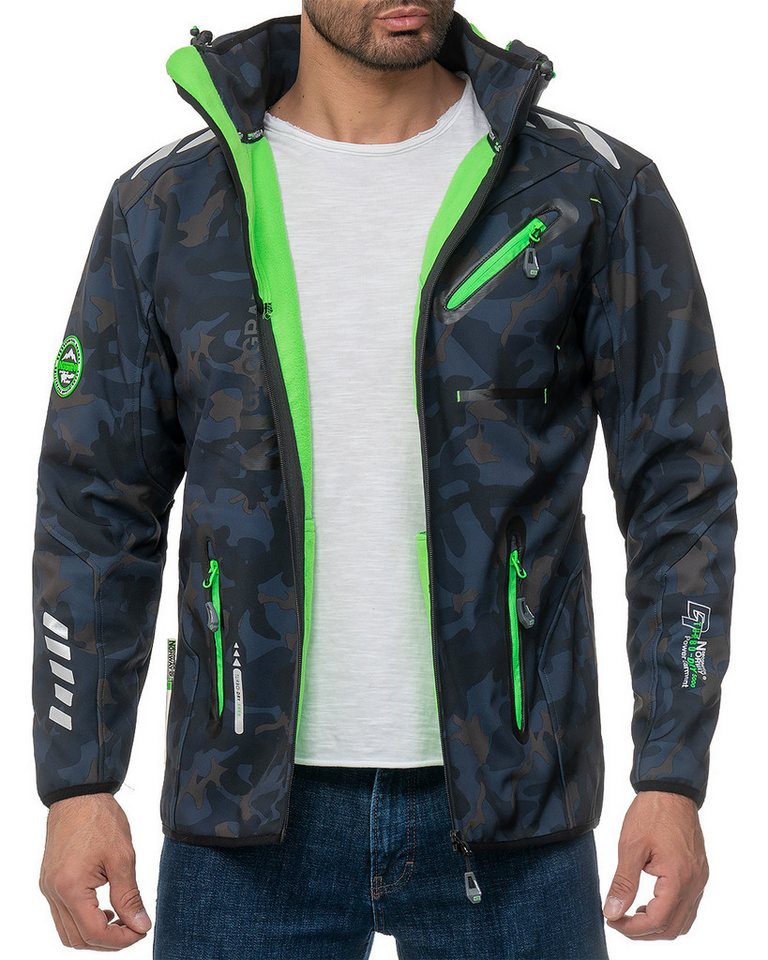 Geographical Norway Softshelljacke Herren Regular Fit Jacke baroyaute men Navy-Green S Modernes Design mit stylischem Print von Geographical Norway