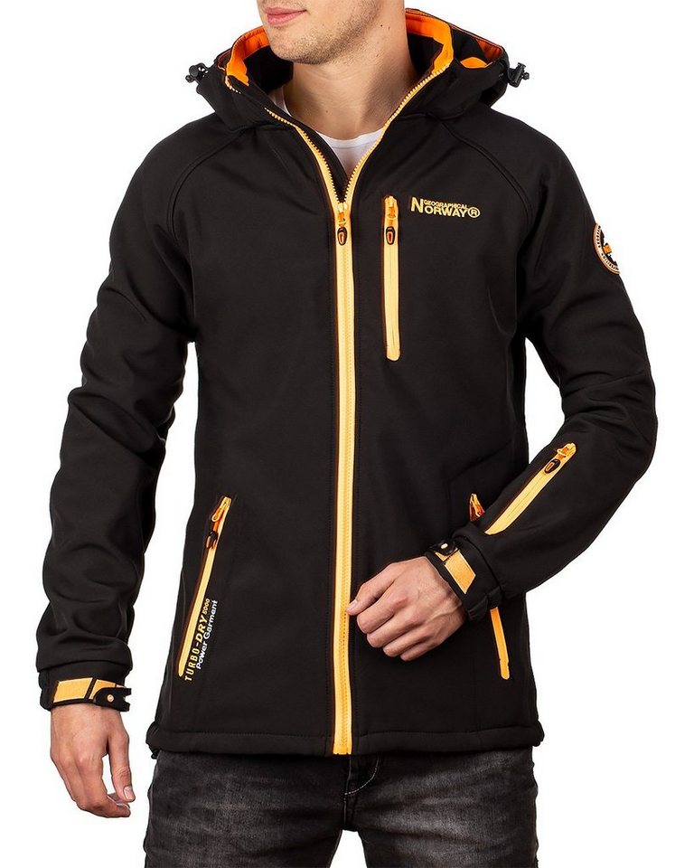 Geographical Norway Softshelljacke Herren Regular Fit Jacke batexico Black S mit Reißverschlusstaschen und Aufnäher am linken Oberarm von Geographical Norway