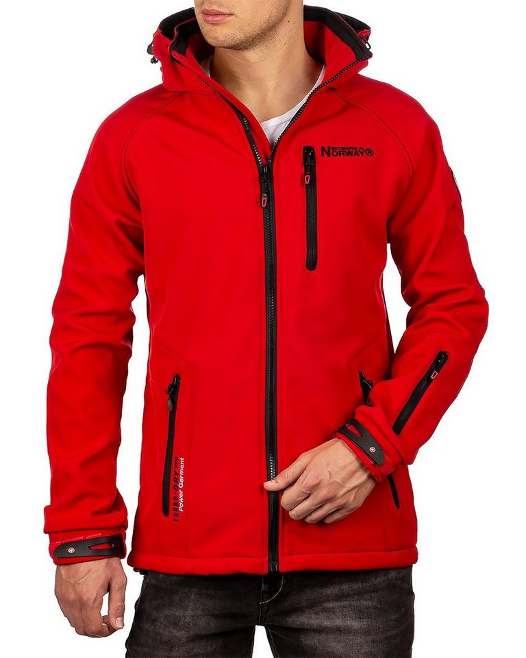 Geographical Norway Softshelljacke Herren Regular Fit Jacke batexico Red S mit Reißverschlusstaschen und Aufnäher am linken Oberarm von Geographical Norway