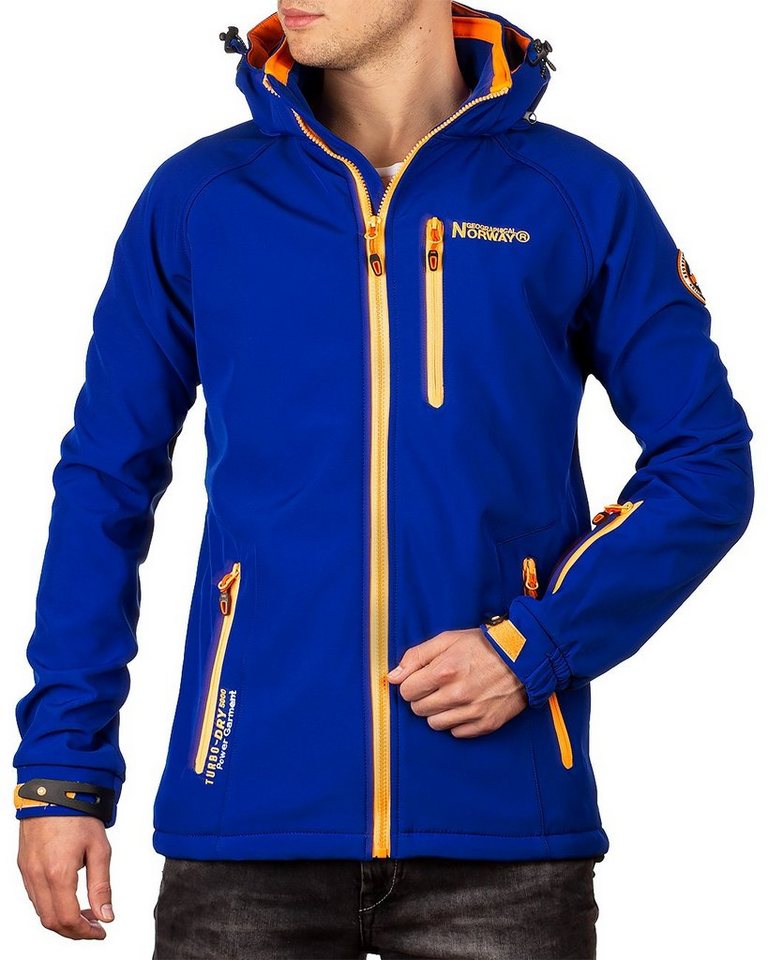 Geographical Norway Softshelljacke Herren Regular Fit Jacke batexico Royal Blue S zum Wandern mit Kapuze von Geographical Norway