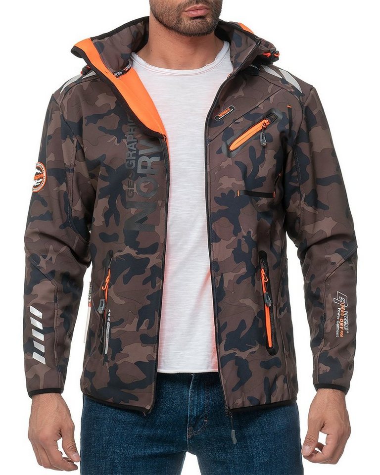 Geographical Norway Softshelljacke Herren Regular Fit Windbreaker baroyaute men Kaki-Orange S Modernes Design mit stylischem Print von Geographical Norway