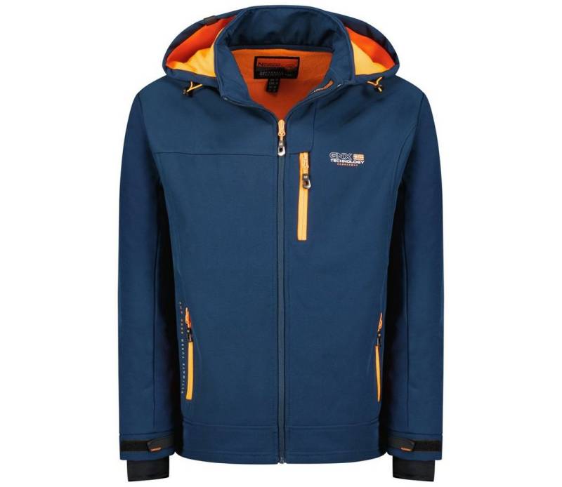 Geographical Norway Softshelljacke Herren Freizeitjacke Sport Outdoor Wander Trekking Jacke in Unifarbe, mit Stehkragen, mit abnehmbarer Kapuze von Geographical Norway
