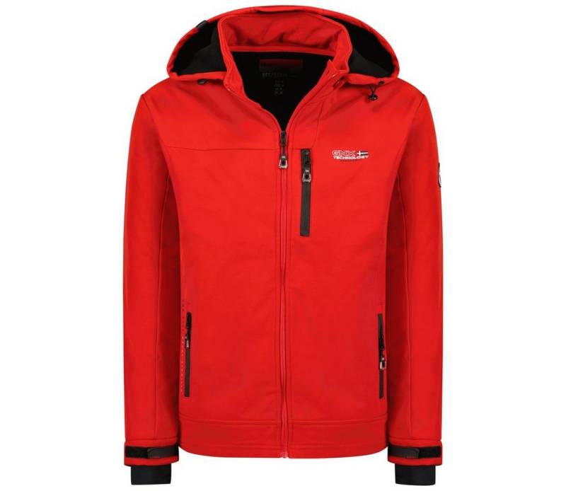Geographical Norway Softshelljacke Herren Freizeitjacke Sport Outdoor Wander Trekking Jacke in Unifarbe, mit Stehkragen, mit abnehmbarer Kapuze von Geographical Norway