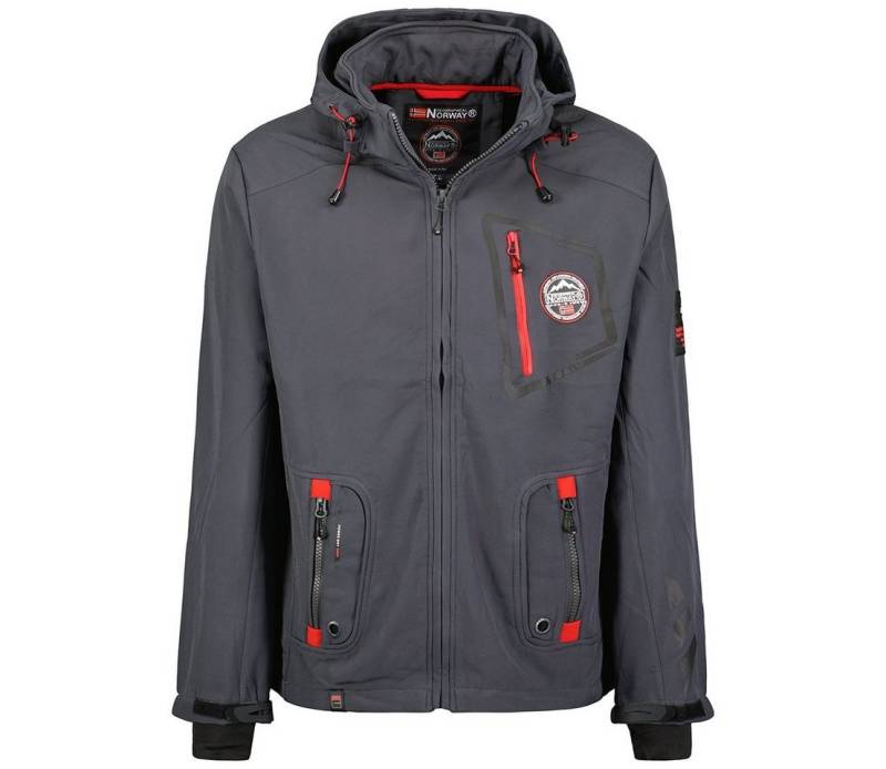 Geographical Norway Softshelljacke Herren Freizeitjacke Sport Outdoor Wander Trekking Jacke in Unifarbe, mit Stehkragen, mit abnehmbarer Kapuze von Geographical Norway