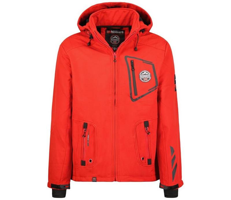 Geographical Norway Softshelljacke Herren Freizeitjacke Sport Outdoor Wander Trekking Jacke in Unifarbe, mit Stehkragen, mit abnehmbarer Kapuze von Geographical Norway