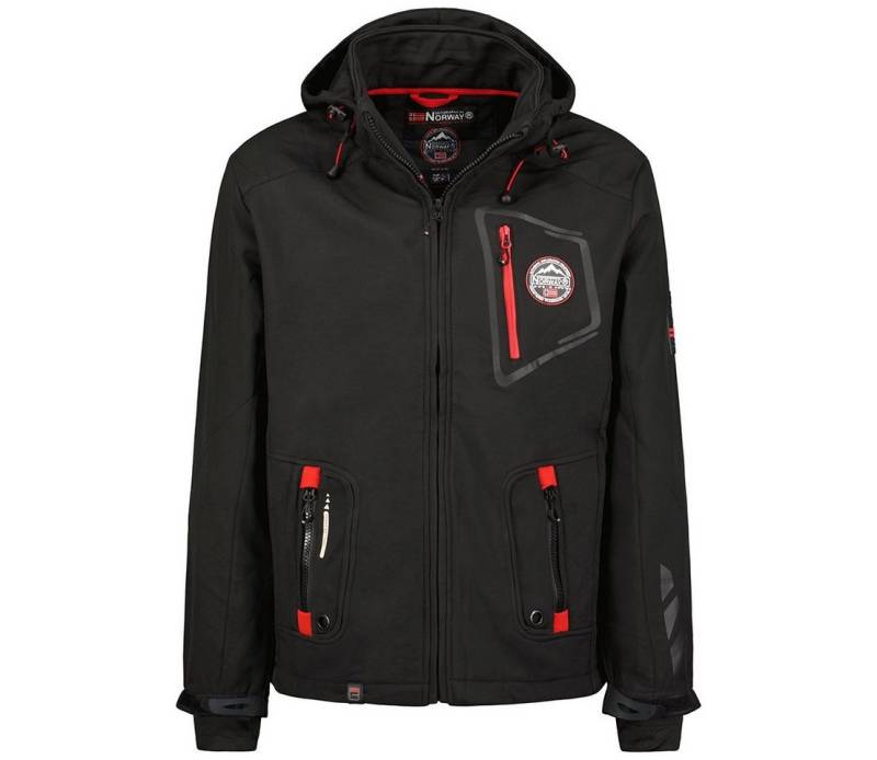 Geographical Norway Softshelljacke Herren Freizeitjacke Sport Outdoor Wander Trekking Jacke in Unifarbe, mit Stehkragen, mit abnehmbarer Kapuze von Geographical Norway