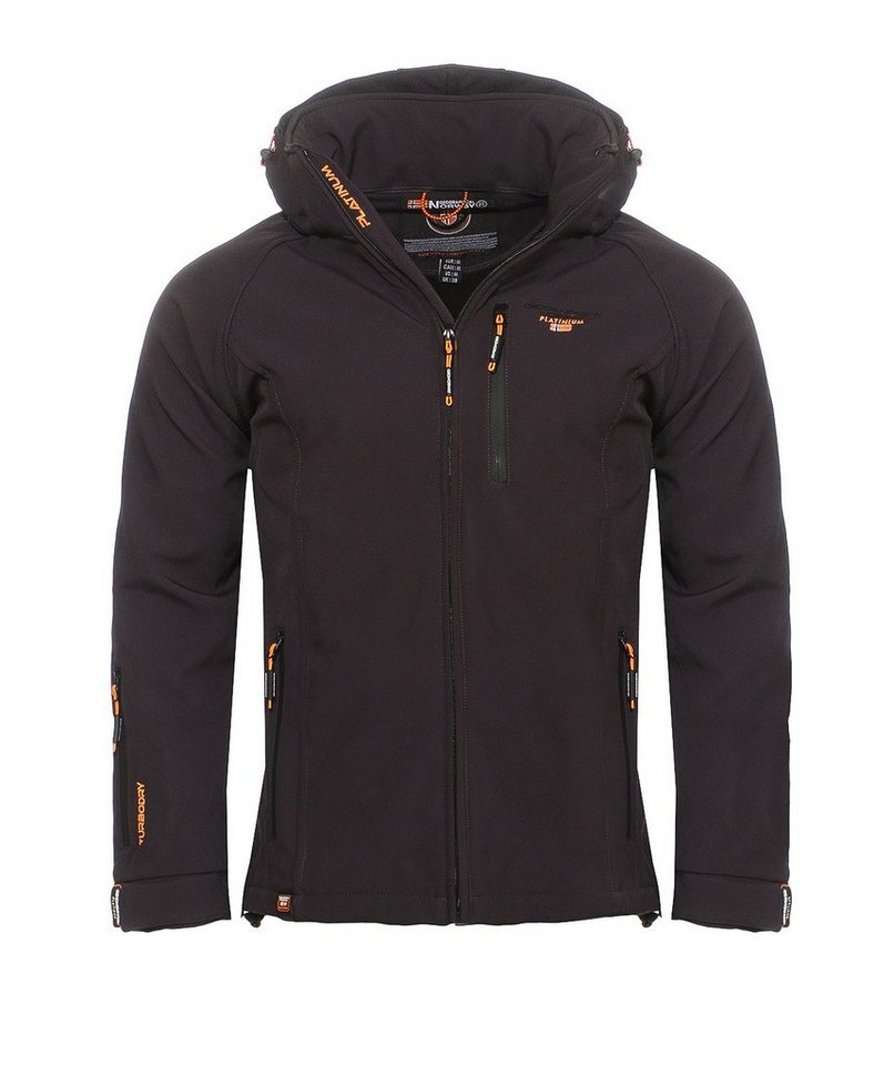 Geographical Norway Softshelljacke Herren Freizeitjacke Sport Outdoor Wander Trekking Jacke in Unifarbe, mit abnehmbarer Kapuze, mit Stehkragen von Geographical Norway